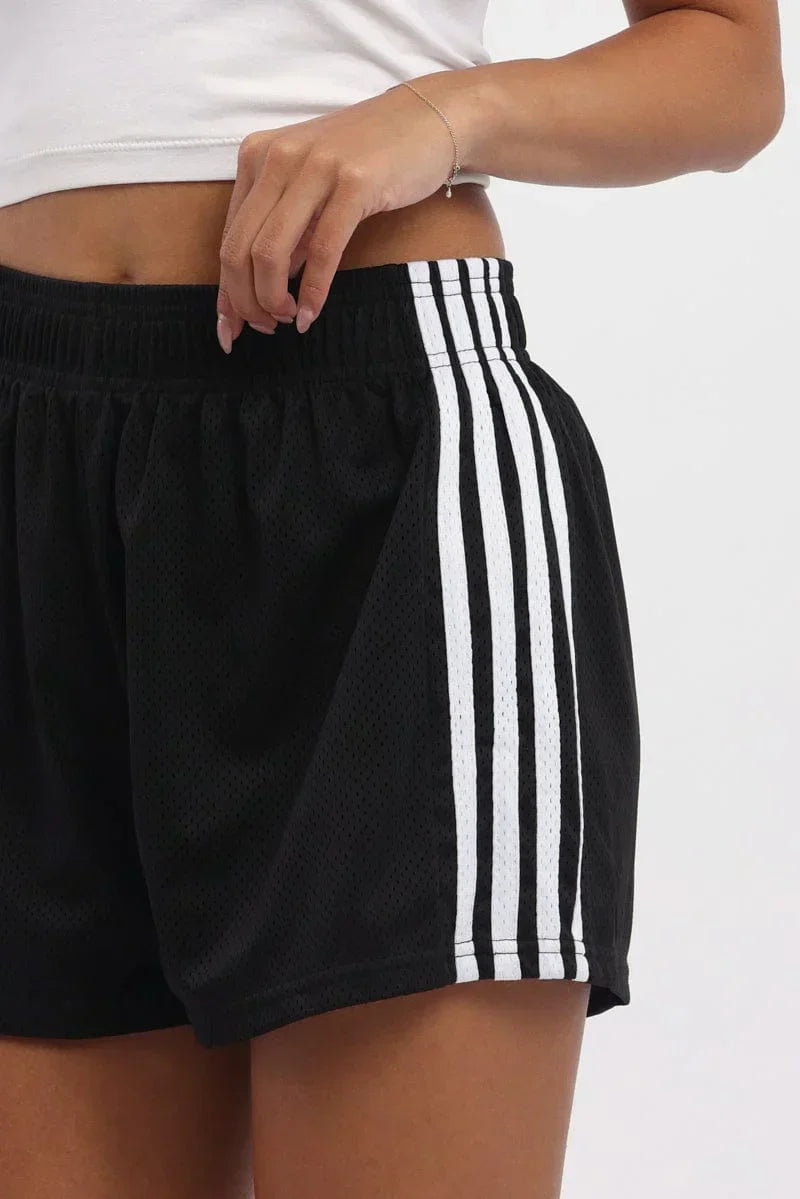 Black Track Shorts Side Stripe