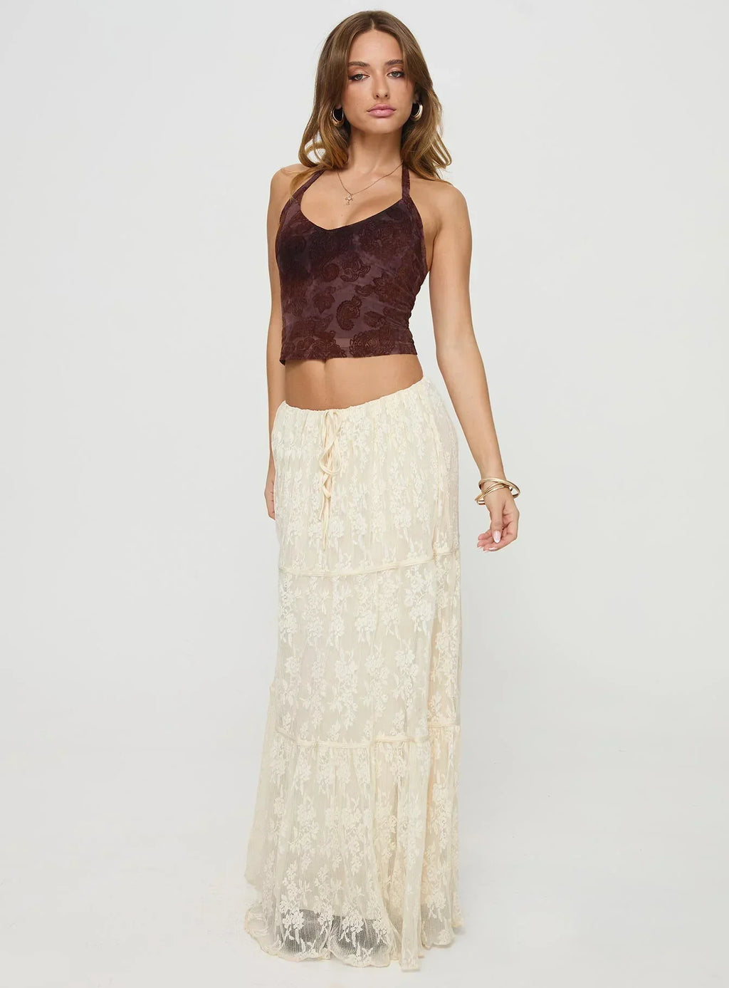 Oh Plisse Maxi Skirt Cream
