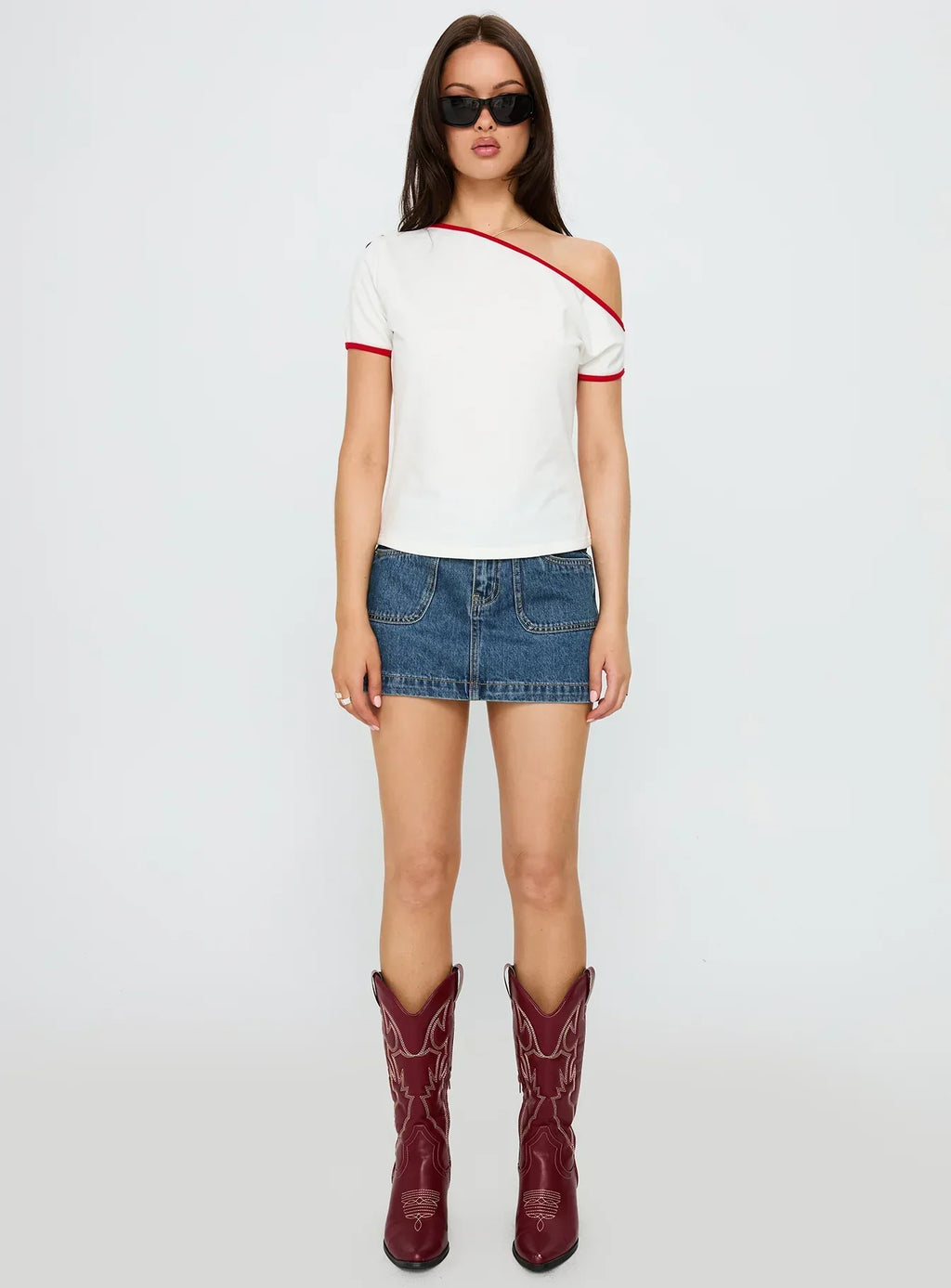 Pitcher Denim Mini Skirt Mid Blue Wash