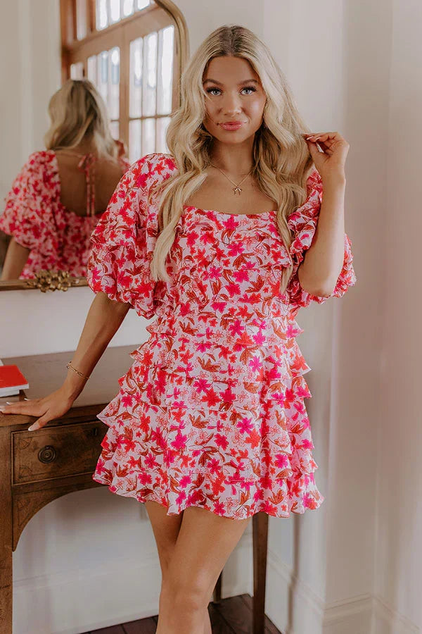 Exclusive Party Floral Tiered Mini Dress