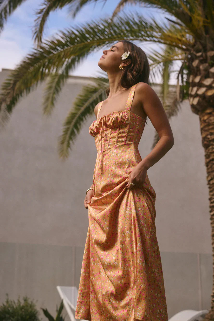 Florence Satin Maxi Dress Orange