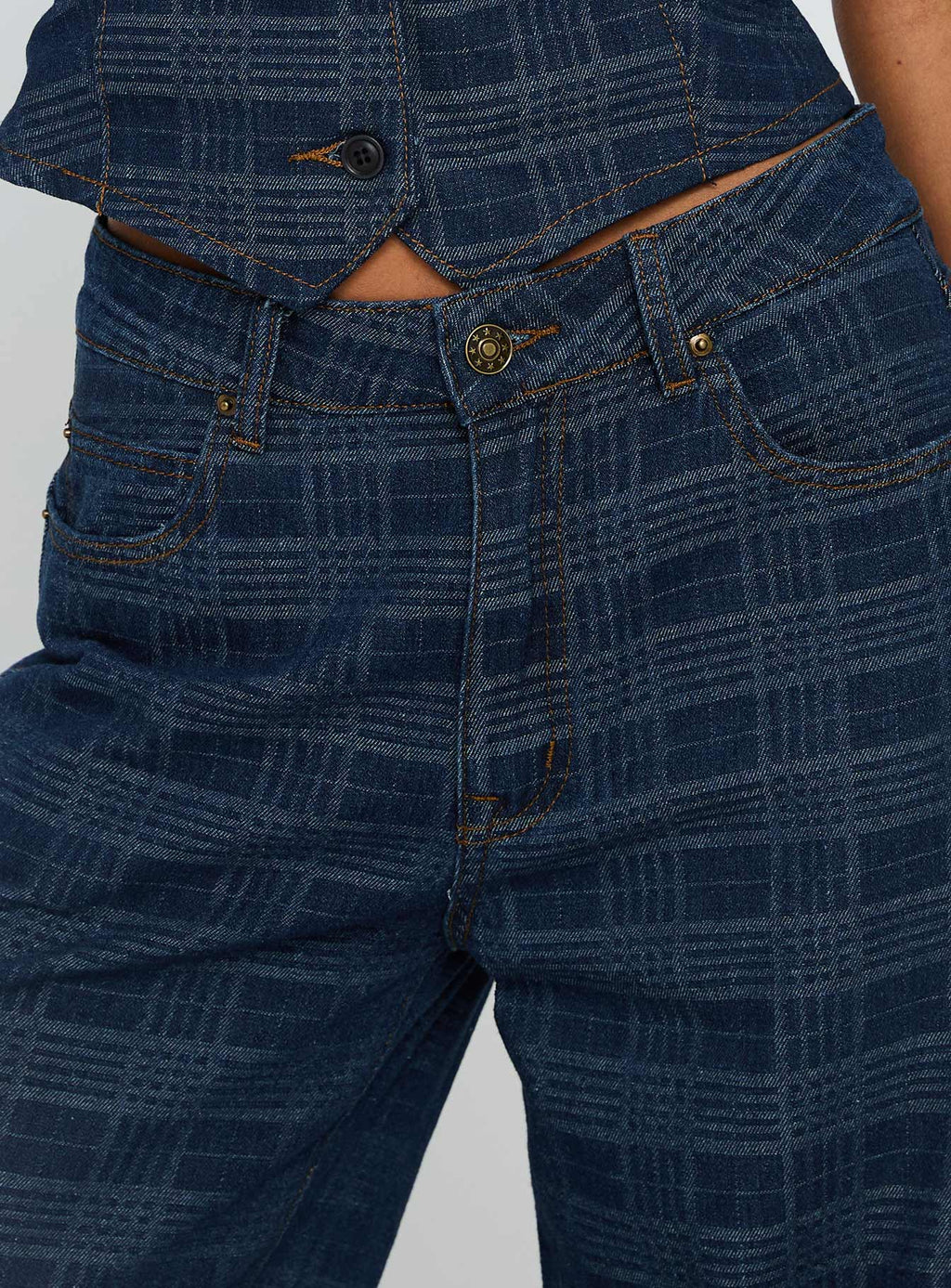 Top Model Jean Indigo Plaid