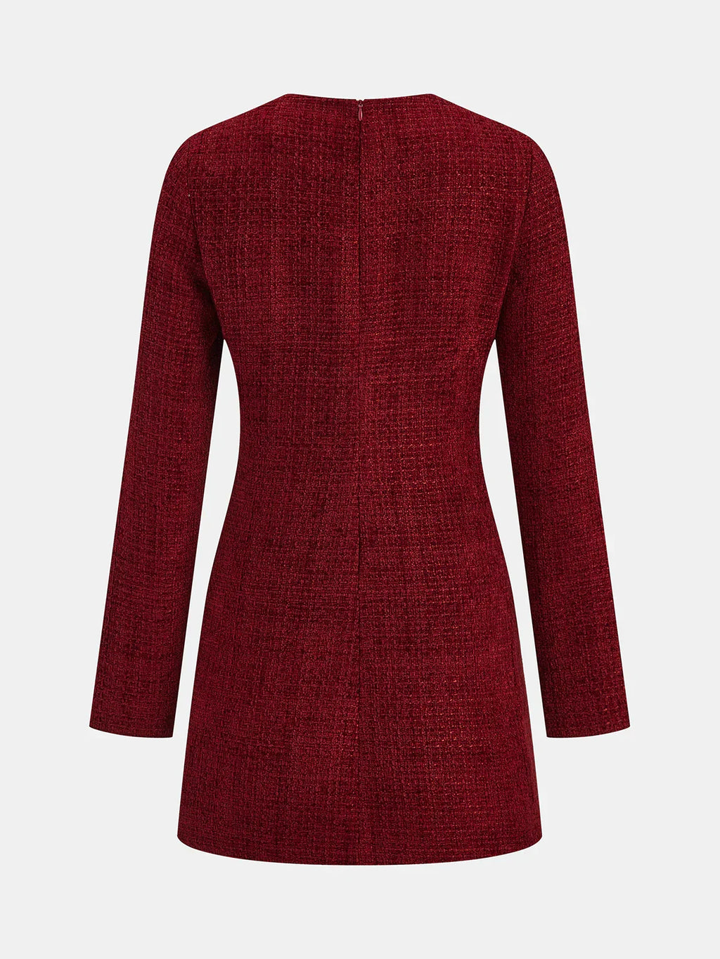 Metal Buckle Tweed Mini Dress