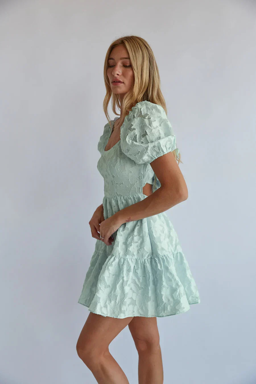 Whitley Tie Back Puff Sleeve Babydoll Mini Dress