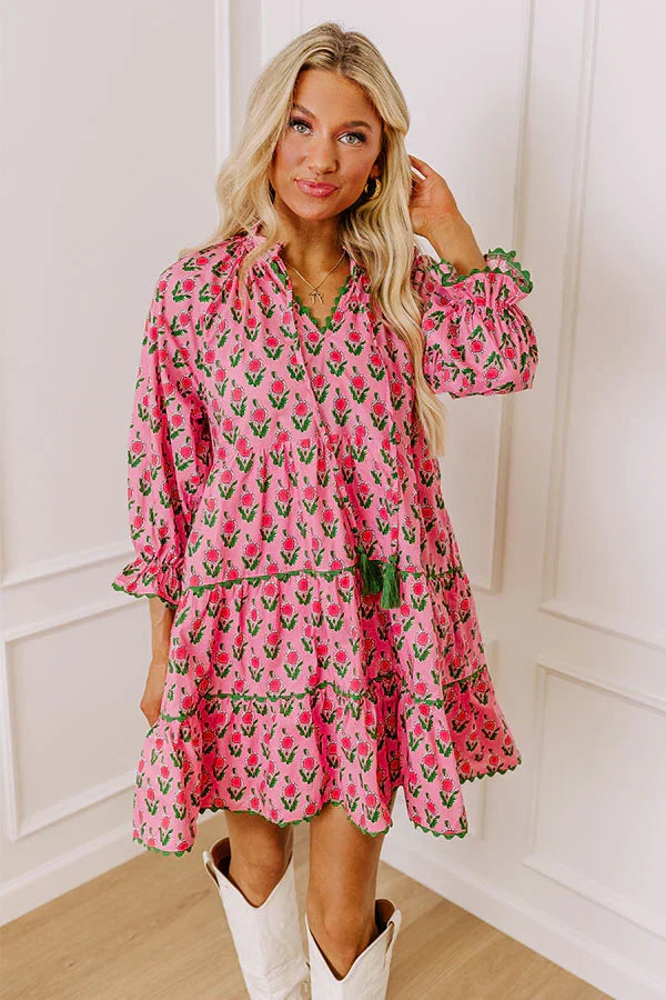 Playful Pursuits Floral Mini Dress in Pink