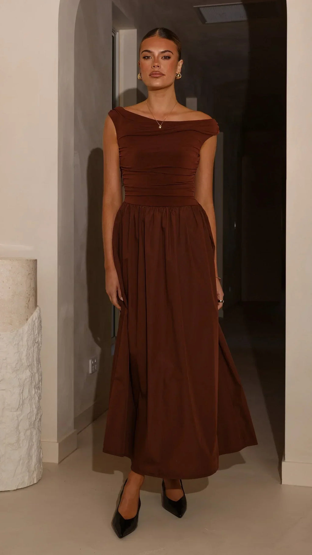 Immy Midi Dress - Brown
