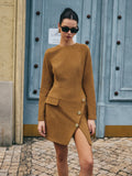Floral-Detail Faux Leather Slim Dress