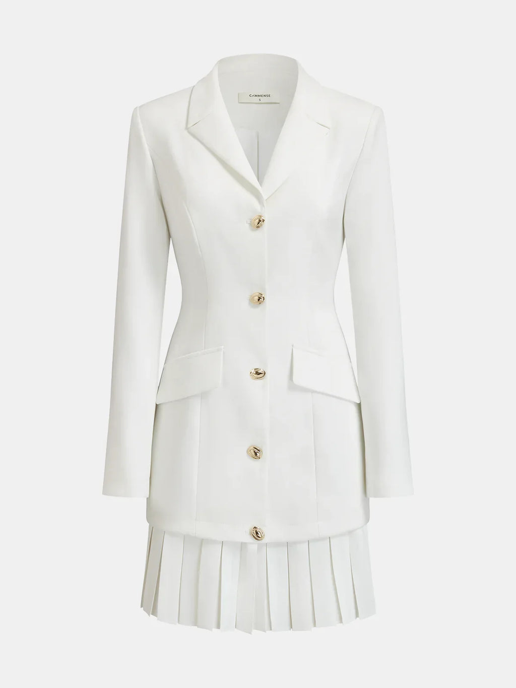 Pleated Hem Tailored Blazer Mini Dress