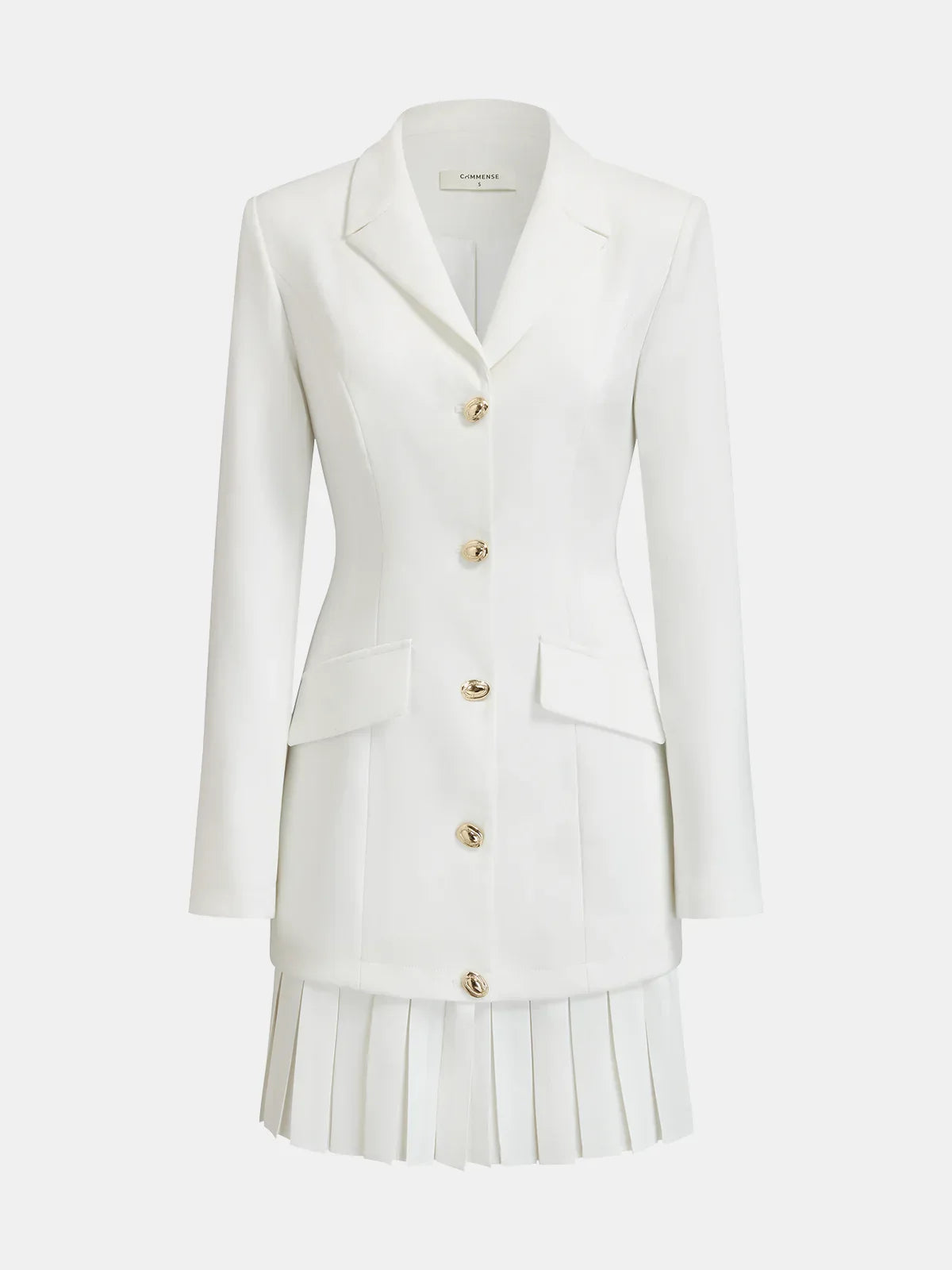 Pleated Hem Tailored Blazer Mini Dress
