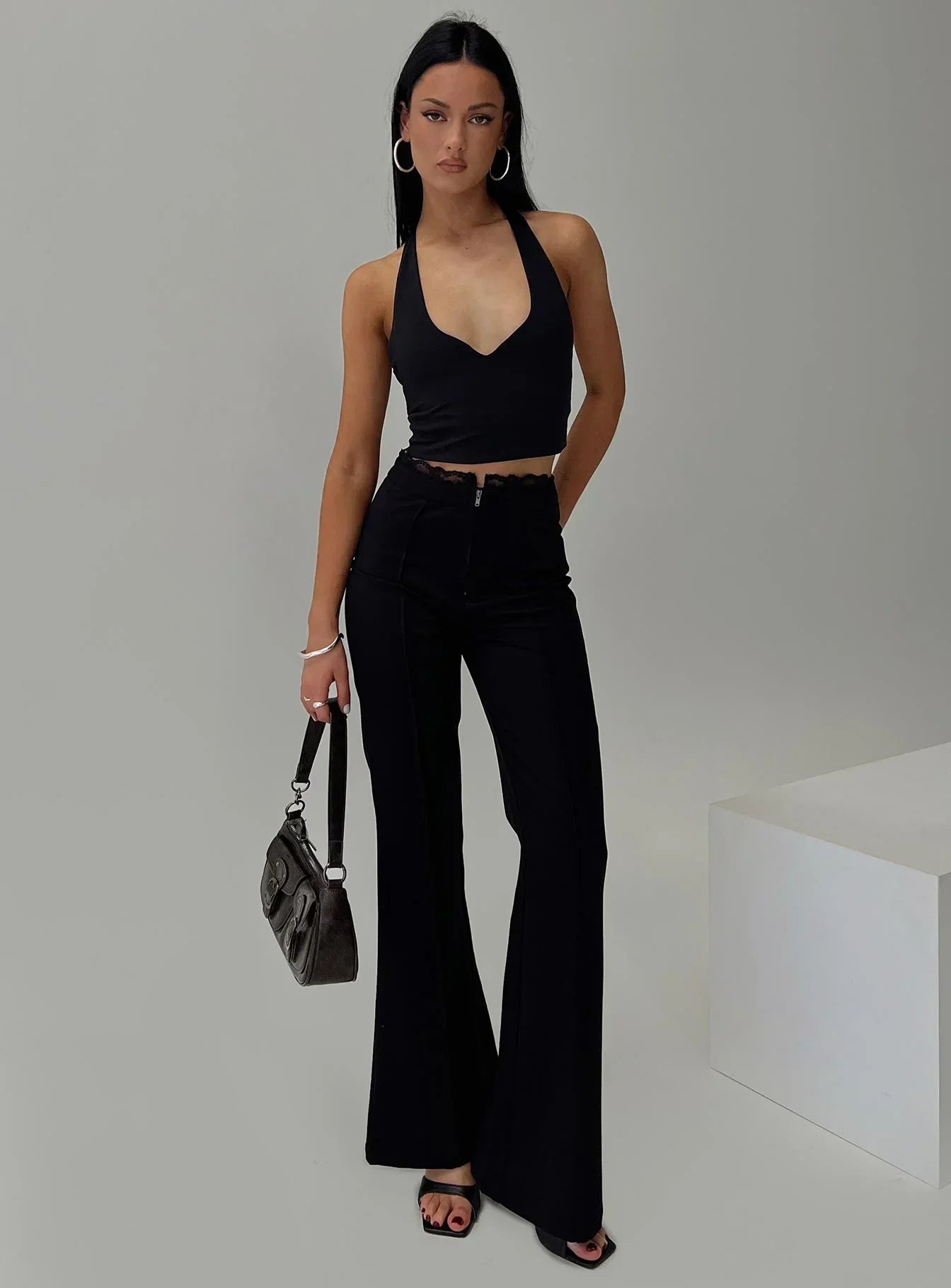 Stellina Slim Fit Flared Pants Black