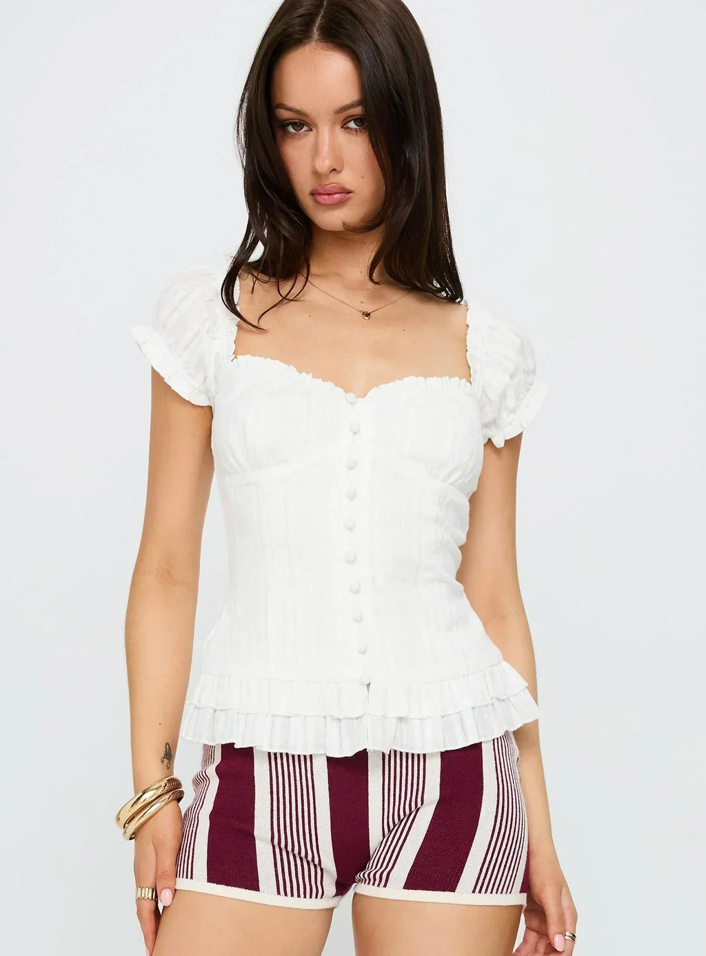 Suiter Frill Detail Top White