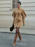 Puff Sleeve Tailored Cotton-Blend Mini Dress