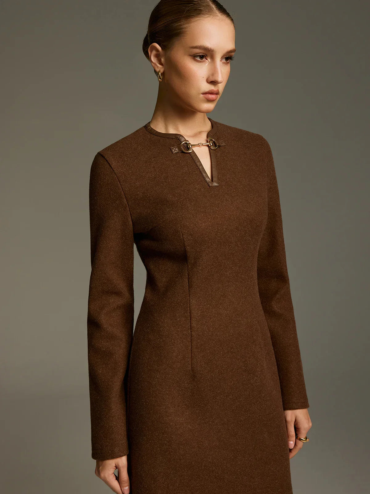 Horsebit Detail A-Line Mini Dress