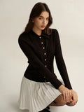 Contrast Pleated Hem Collared Mini Dress