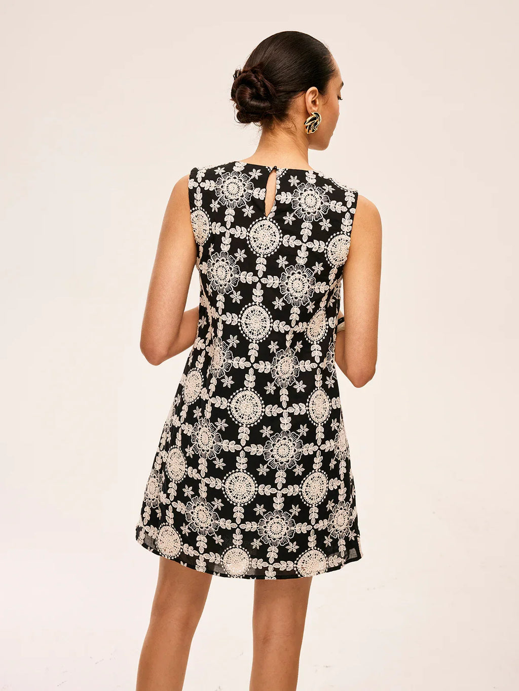 Embroidered Cotton Sleeveless Dress