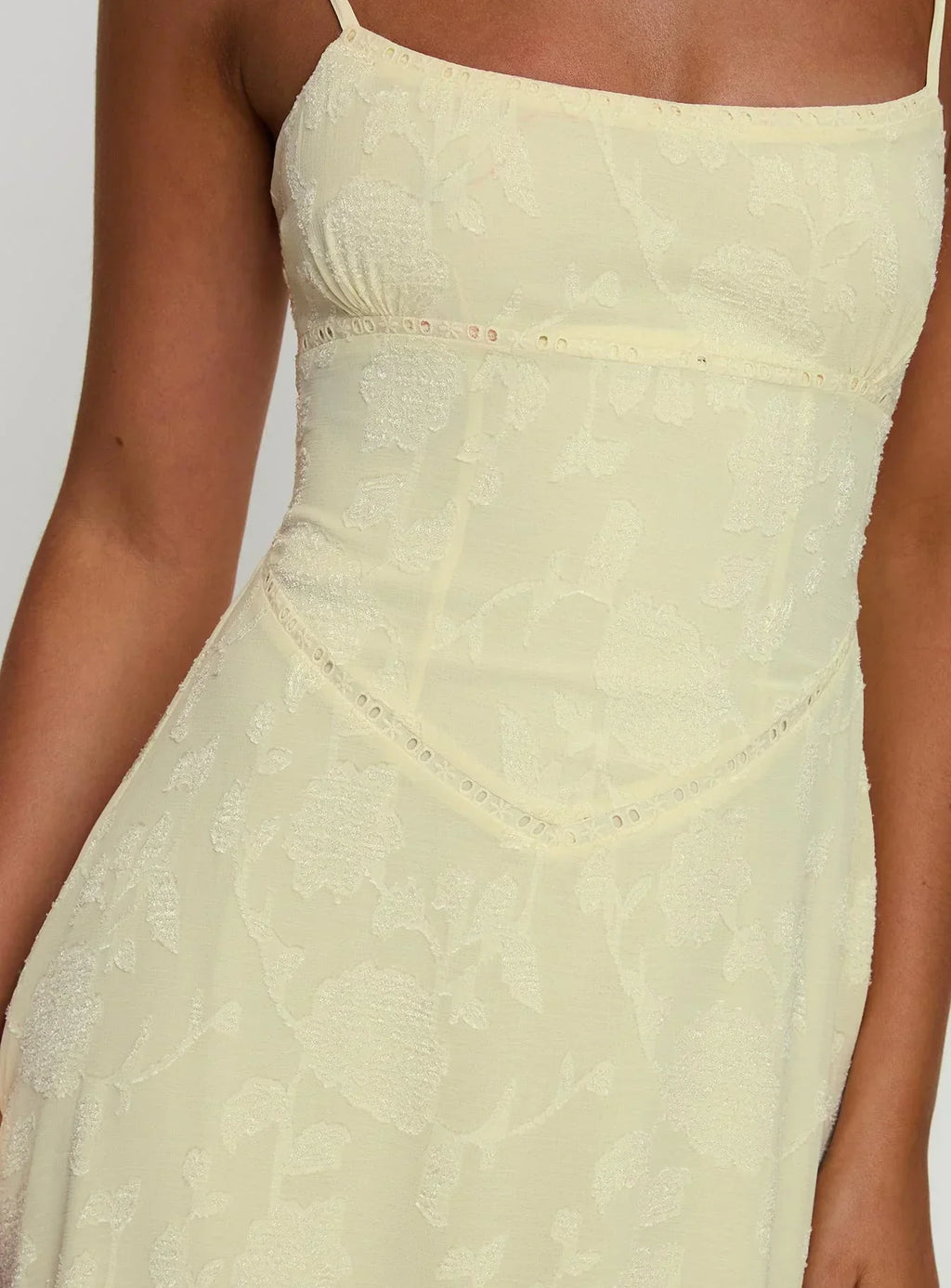 South Of France Sheer Maxi Dress Yellow Petite