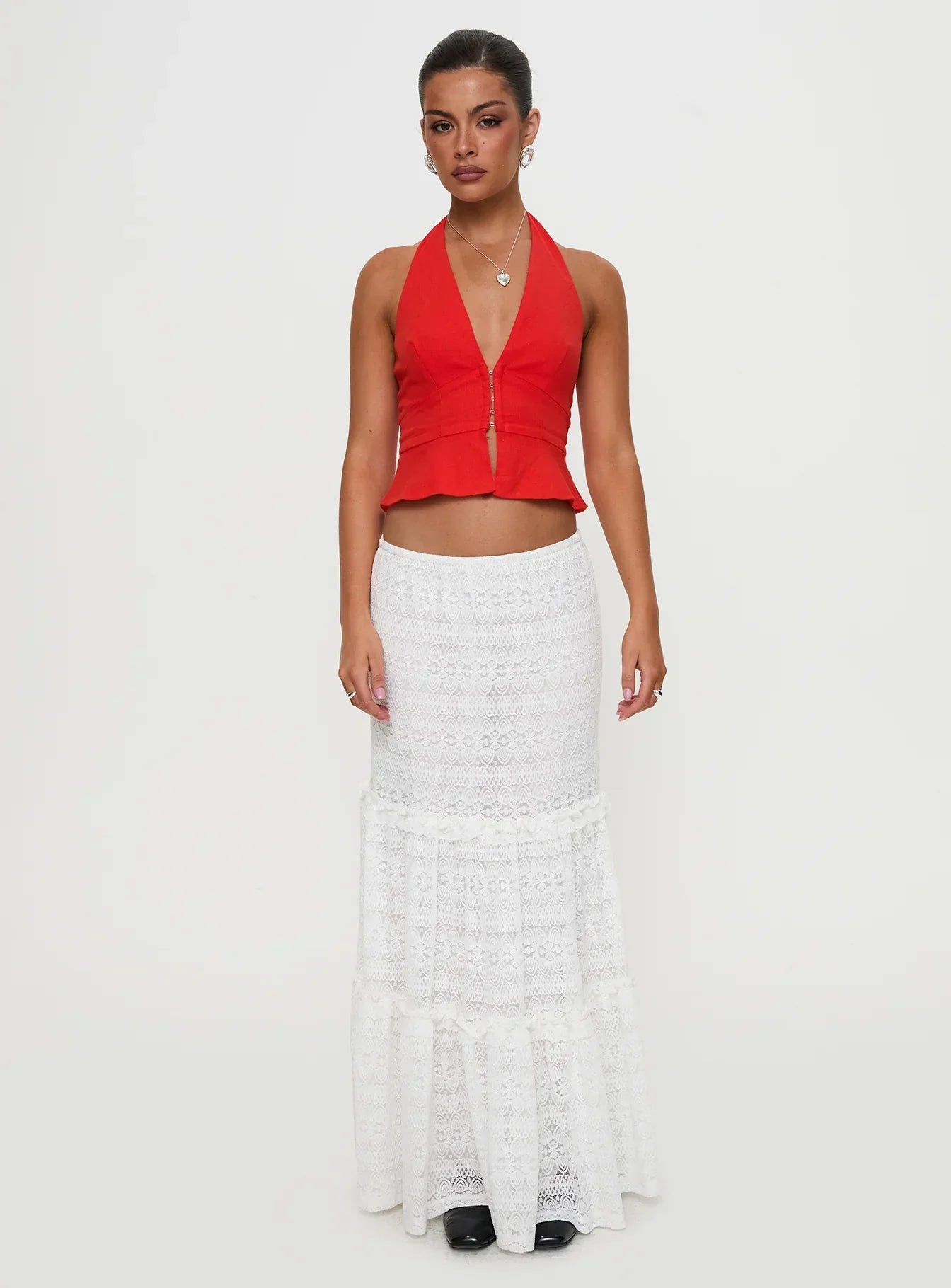 Buttacupe Lace Maxi Skirt White