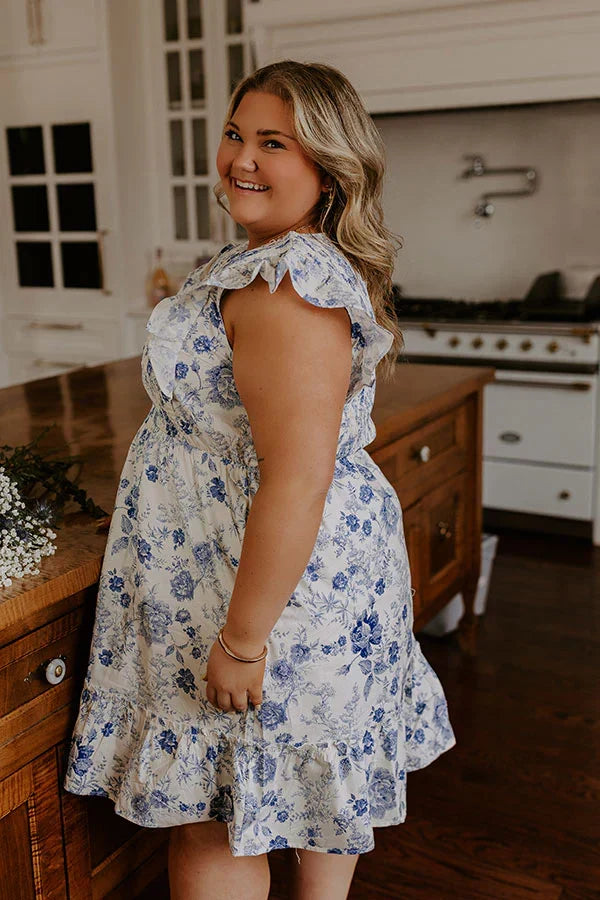 Whimsical Daydream Floral Smocked Mini Dress Curves