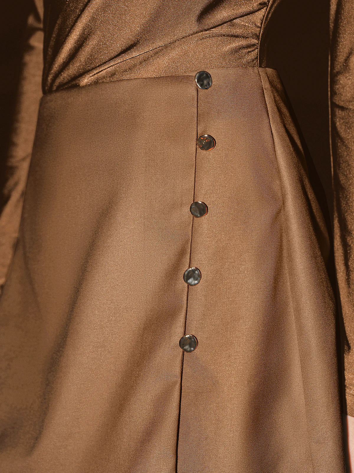 Button Detail Long-Sleeve Mini Dress