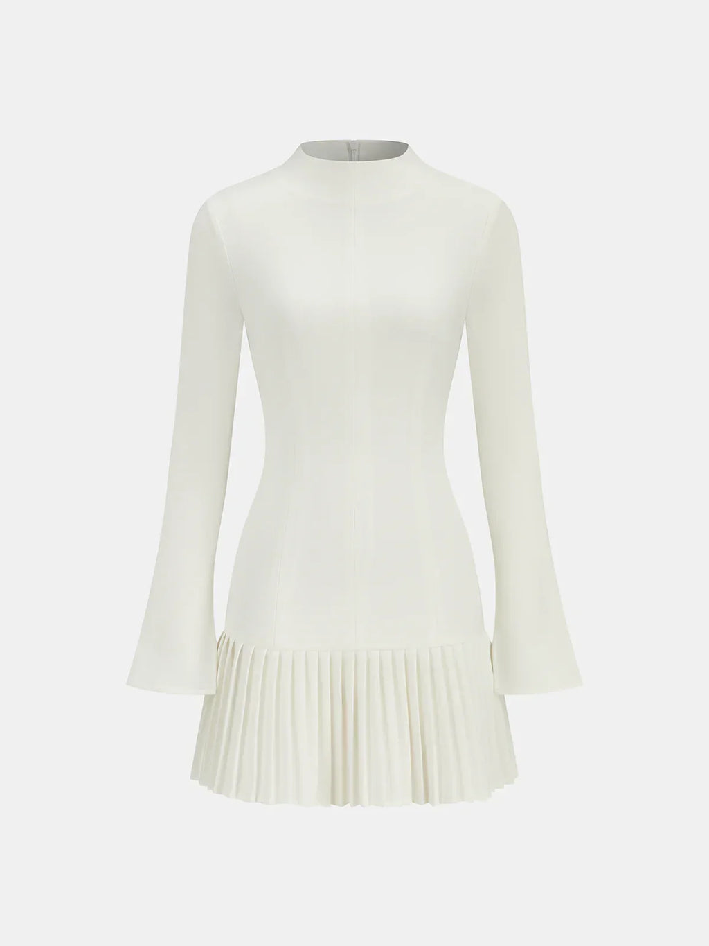 Pleated Hem Mock Neck Mini Dress