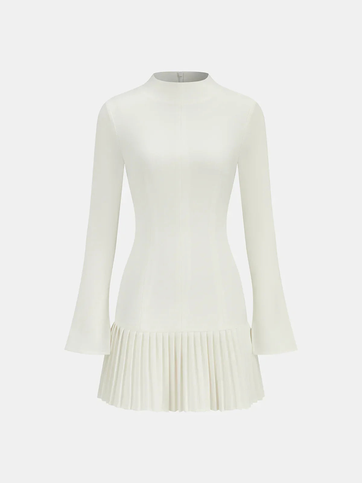 Pleated Hem Mock Neck Mini Dress