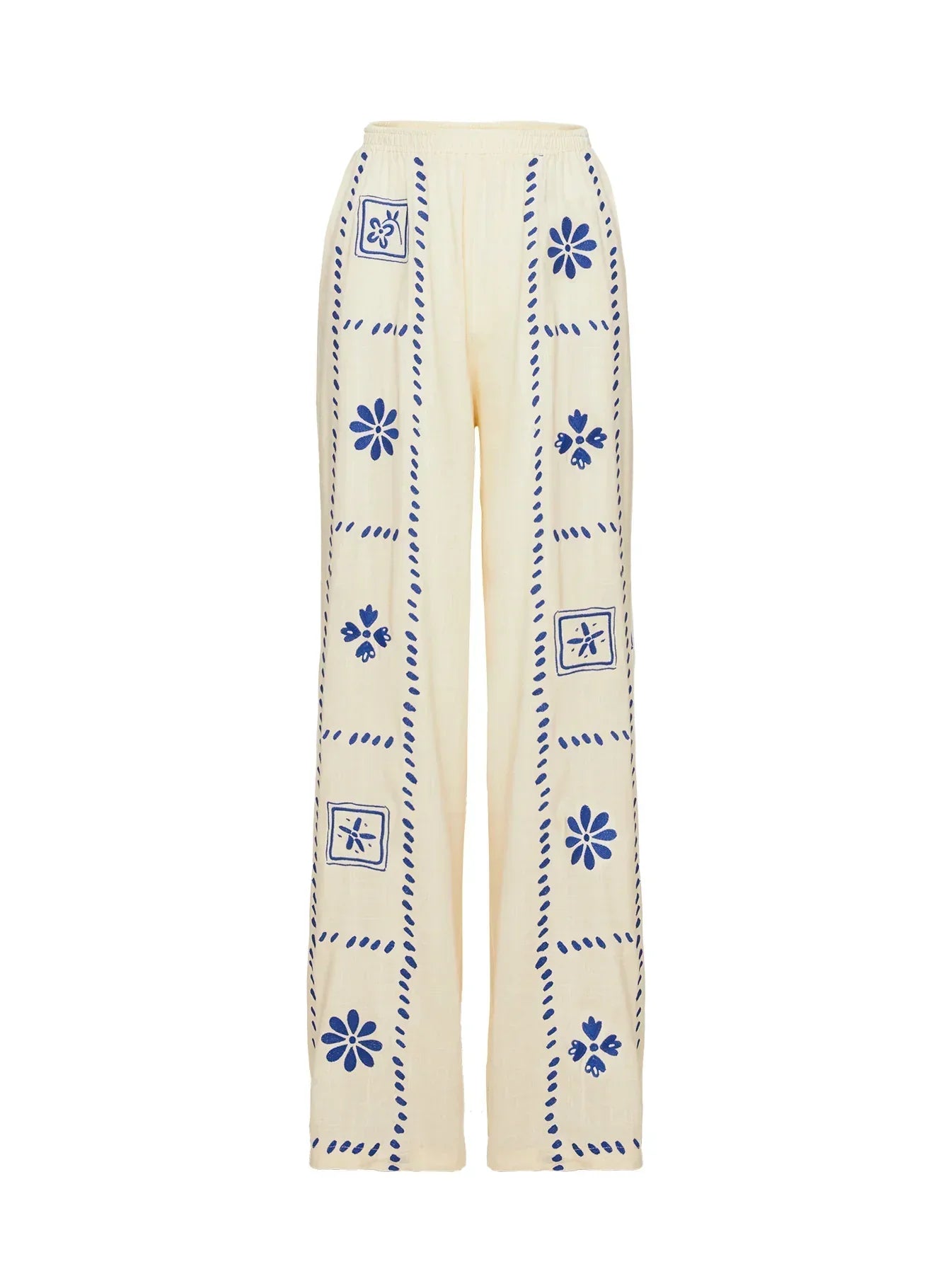 Grazia Pants Cream / Blue