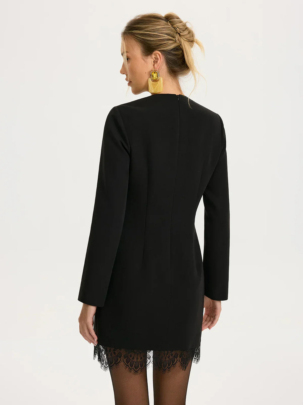 Lace Trim Tailored Mini Dress
