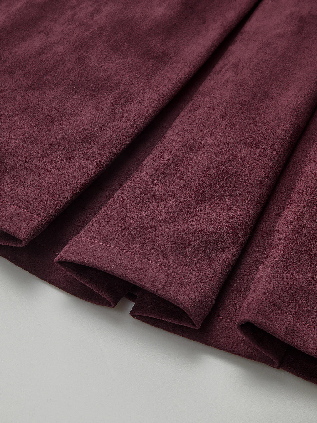 Belted Suede Pleated Mini Dress