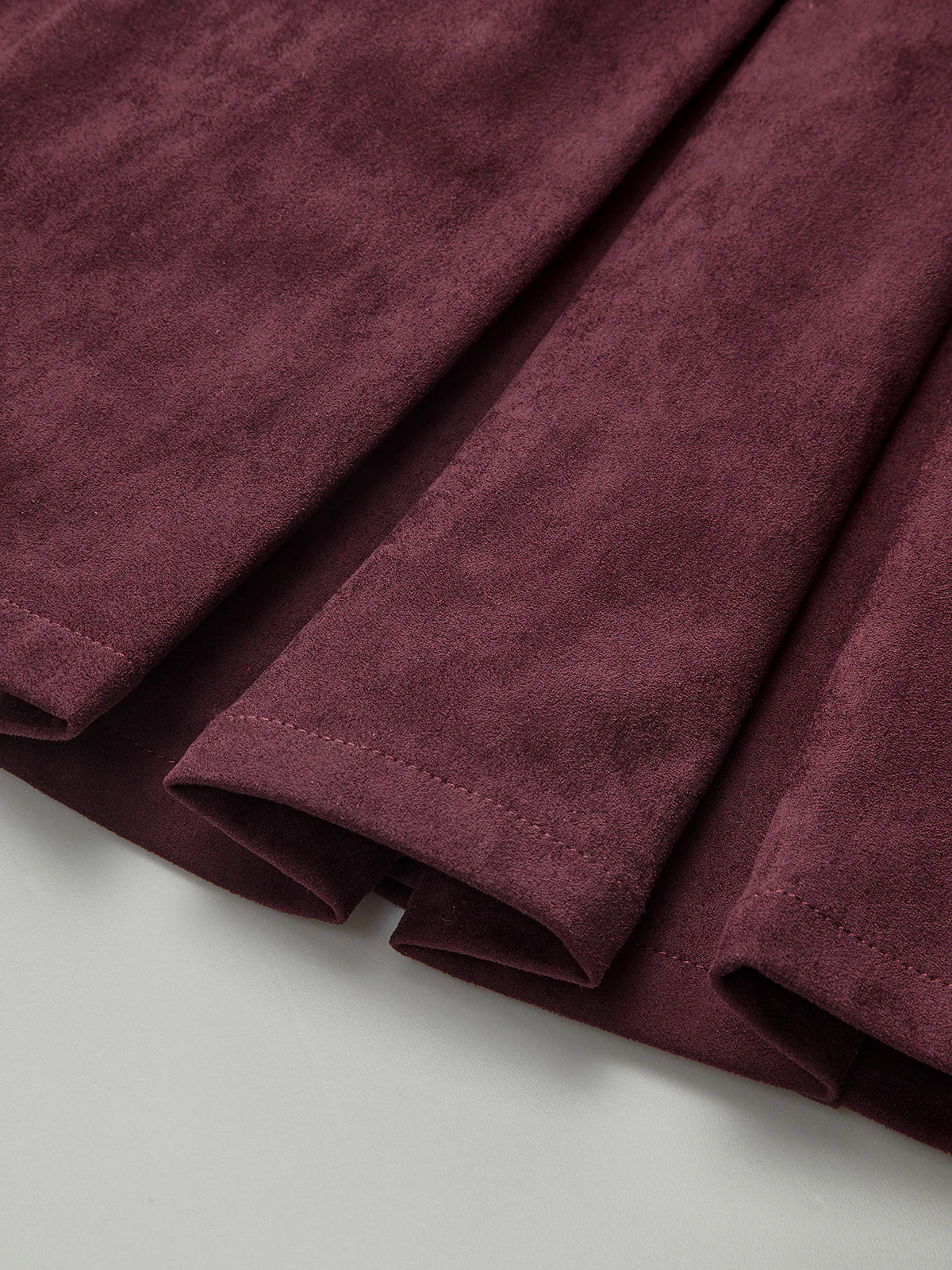 Belted Suede Pleated Mini Dress