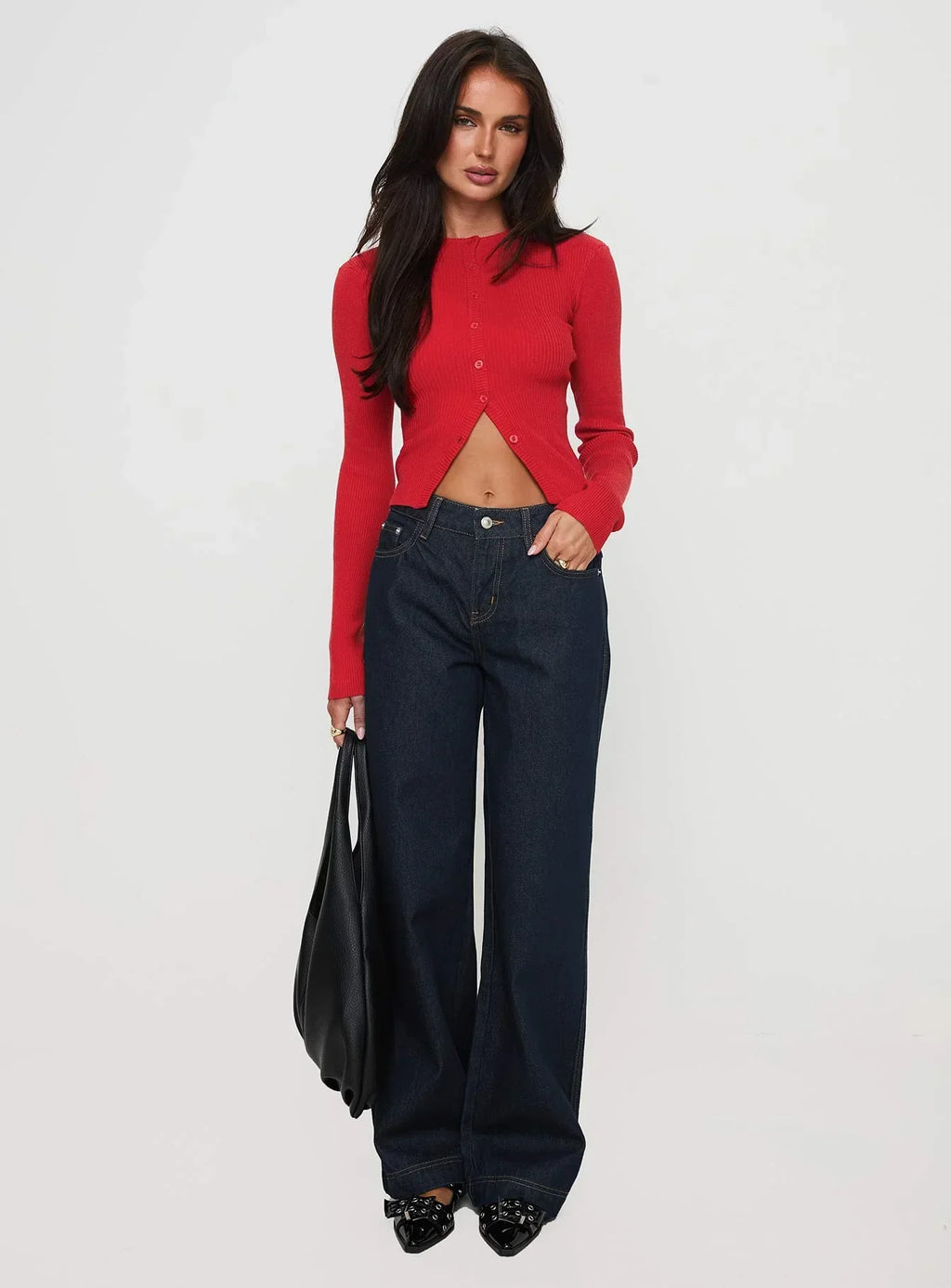 Suzu Long Sleeve Knit Top Red