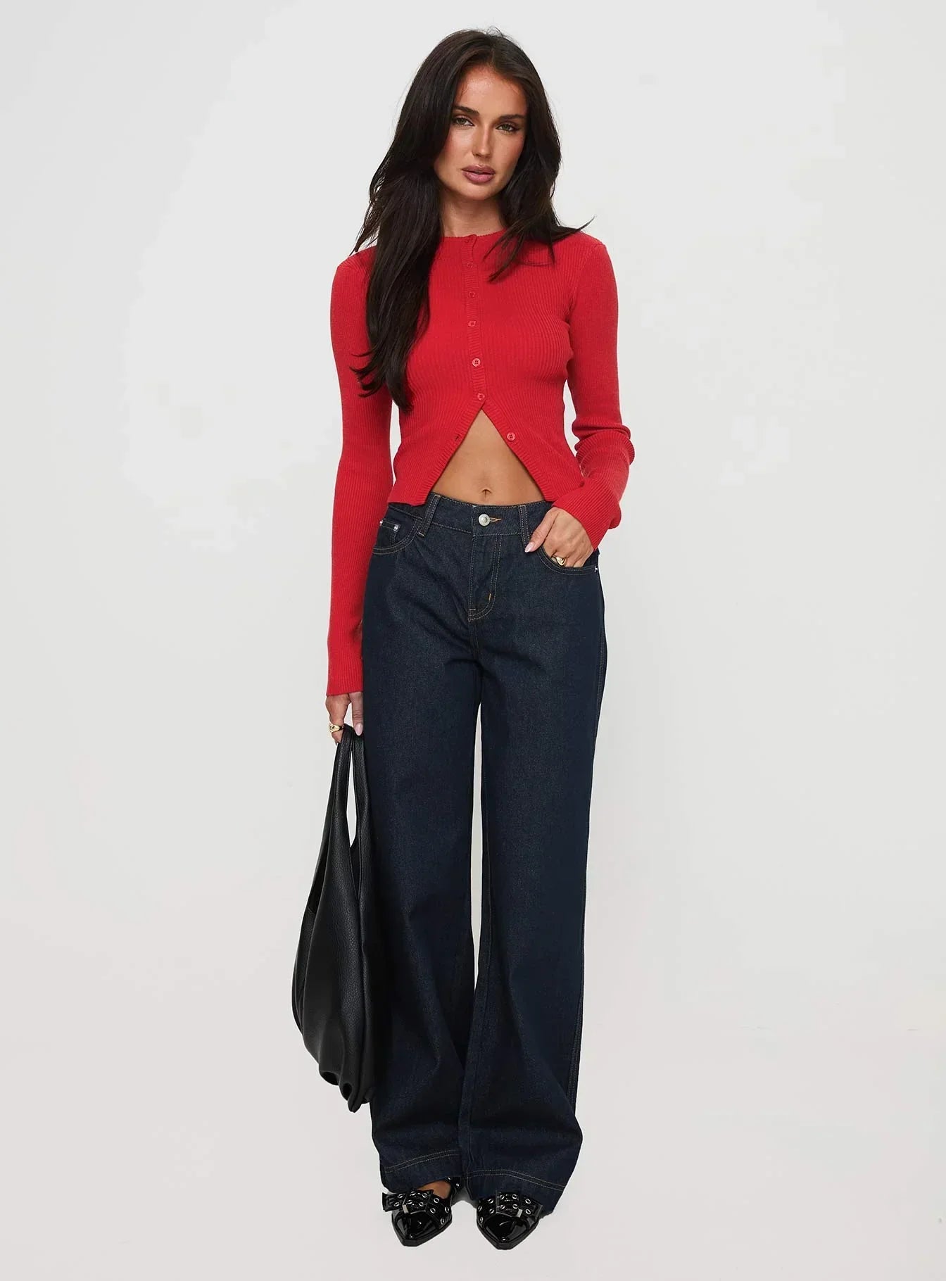 Suzu Long Sleeve Knit Top Red