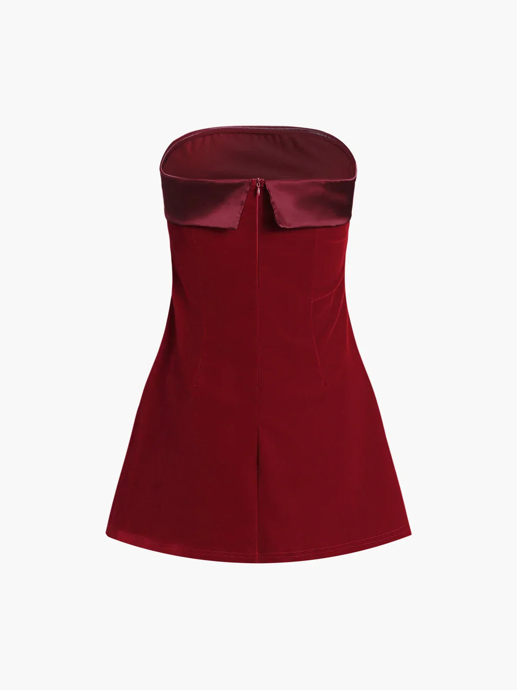 Satin Velvet Strapless Short Dress