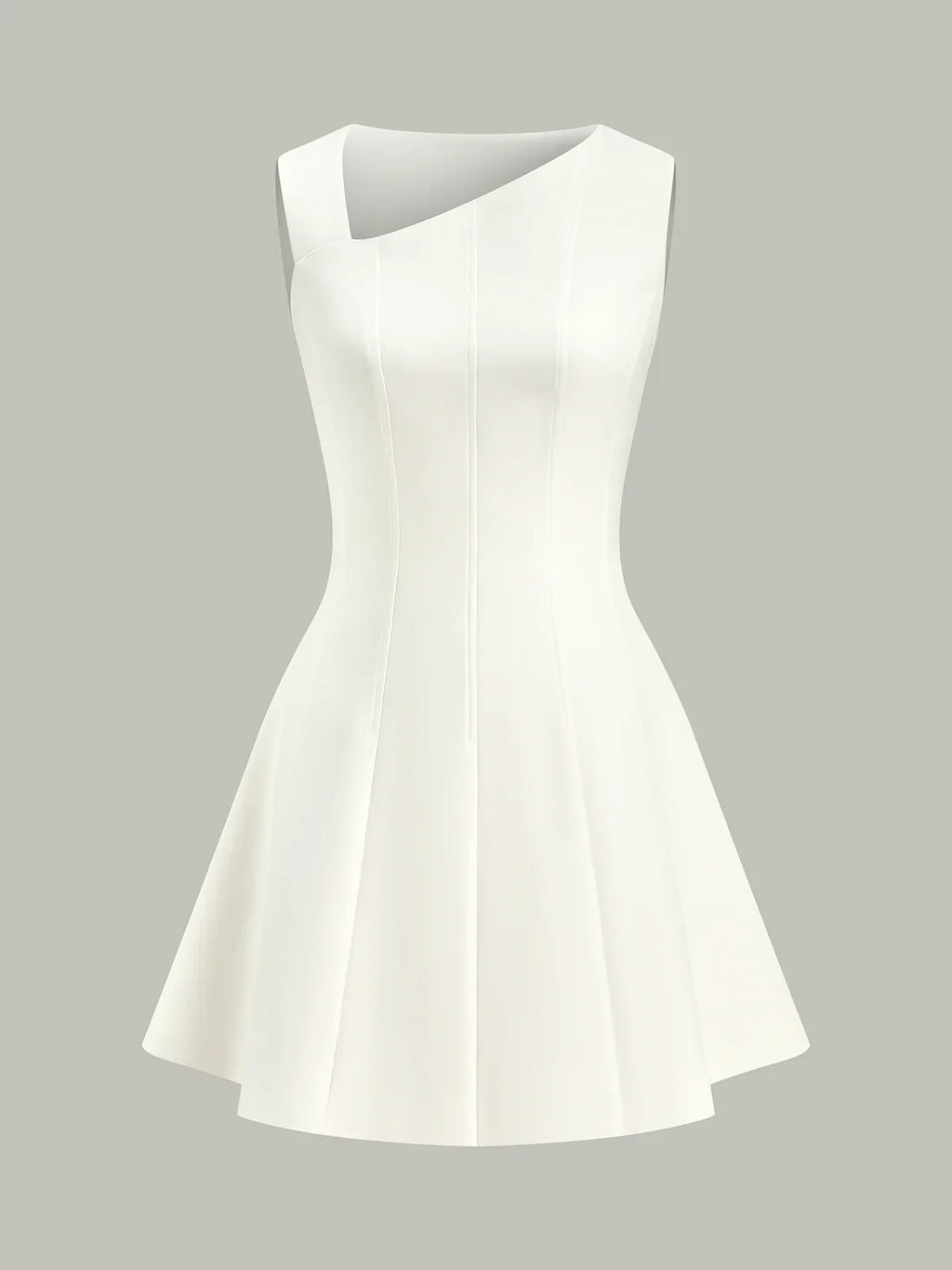 Asymmetric Neckline Flare Dress