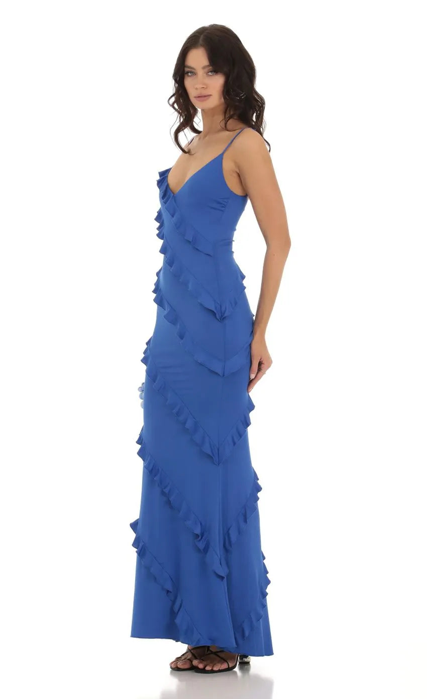 Ruffle Maxi Dress in Pink