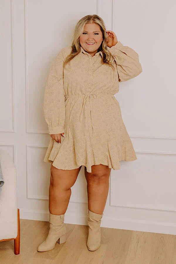 Blissful Smile Eyelet Mini Dress Curves