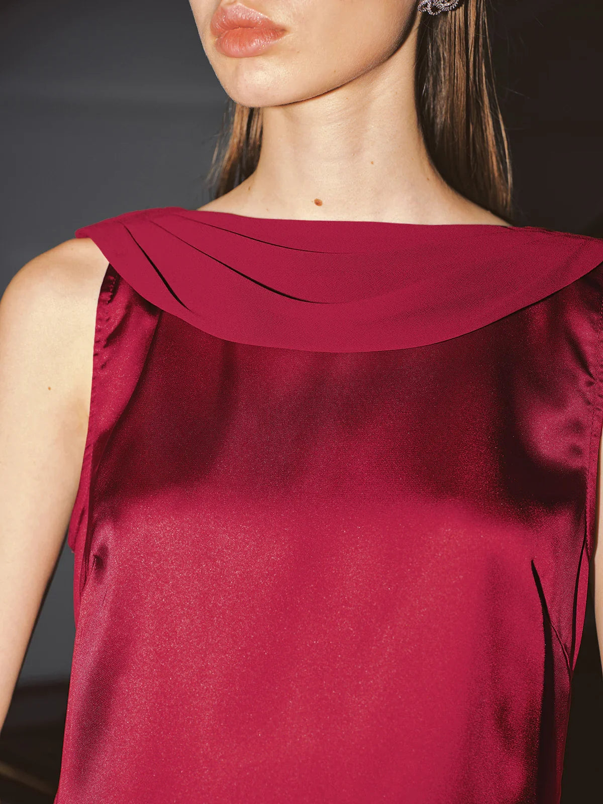 Cowl Neck Backless Satin Mini Dress
