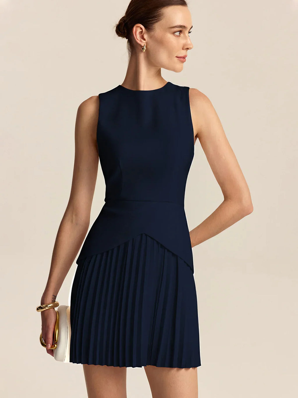 Pleated Hem Mini Dress