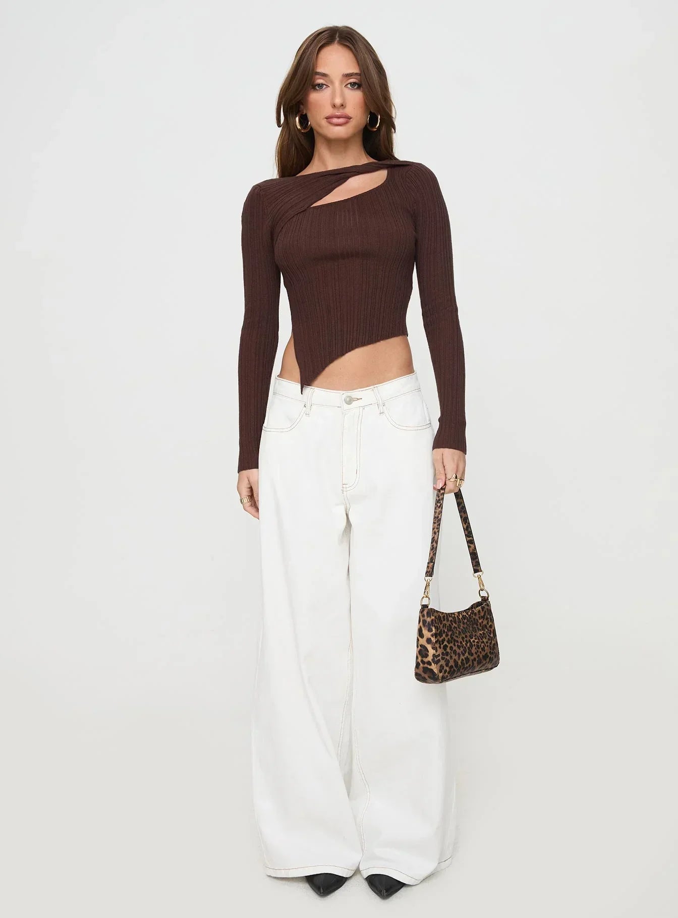 Ellara Long Sleeve Top Brown