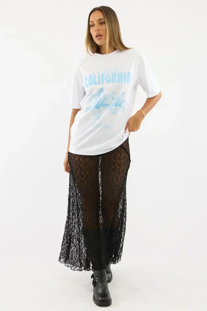 Black Lace Maxi Skirt High Rise