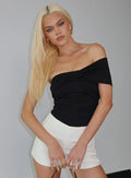 The Real Thing One Shoulder Bodysuit Black