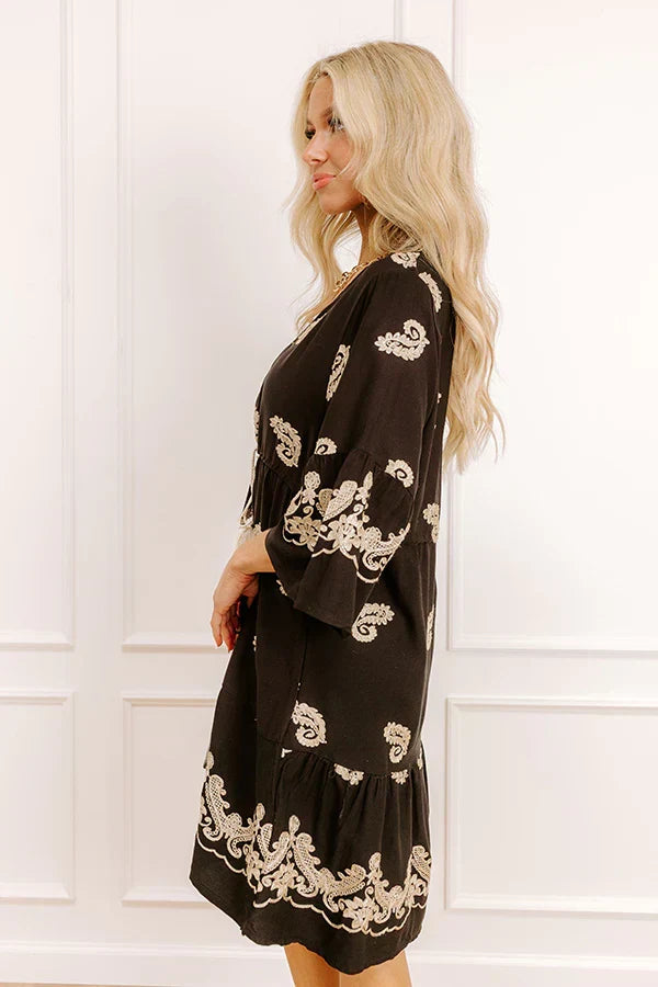 Bonding In Bali Embroidered Mini Dress