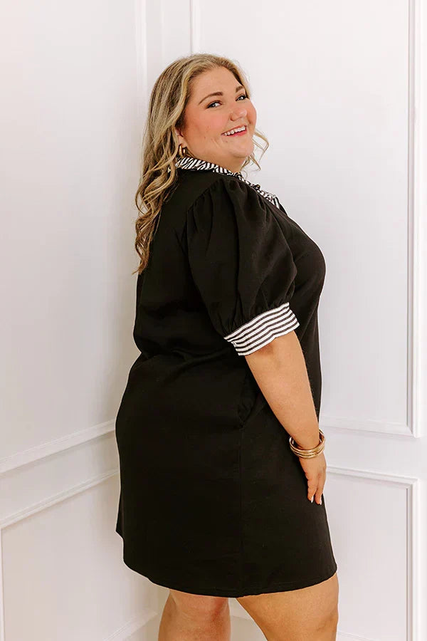 Yacht Club Livin' Mini Dress in Black Curves