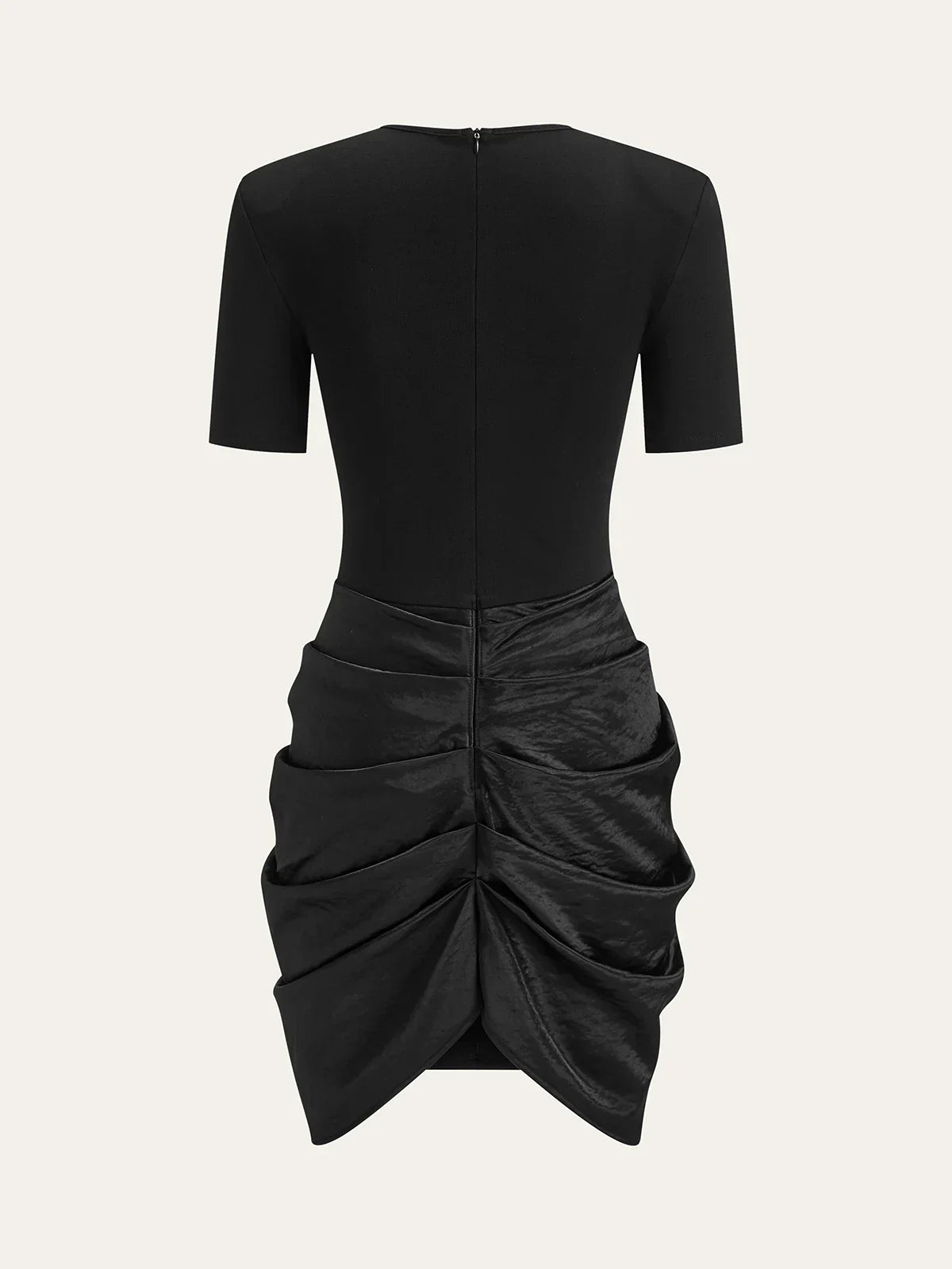 Short Sleeve Ruched Metal Buckle Dress