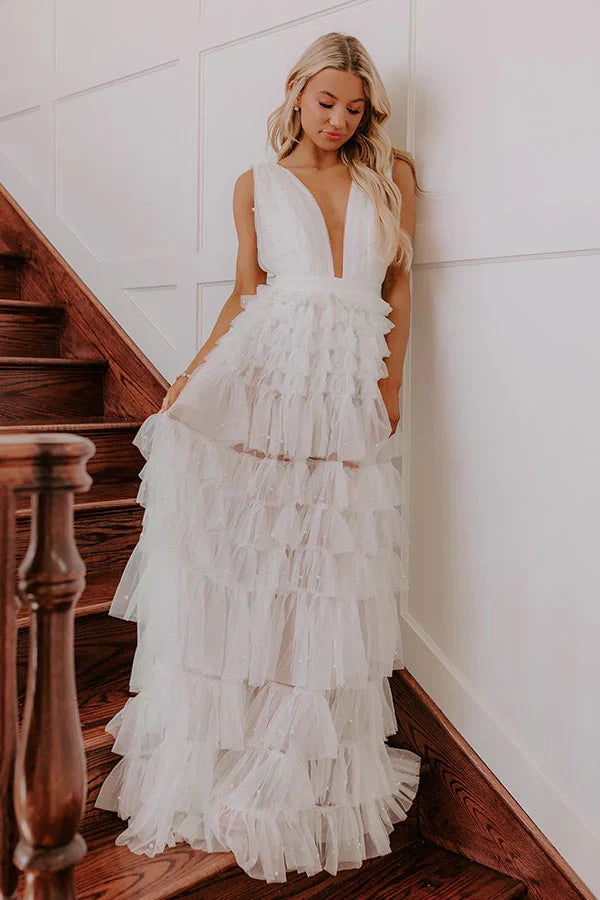 Falling For You Pearl Embellished Maxi Dress
