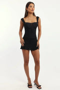Black Flare Skort Mid Rise Lace