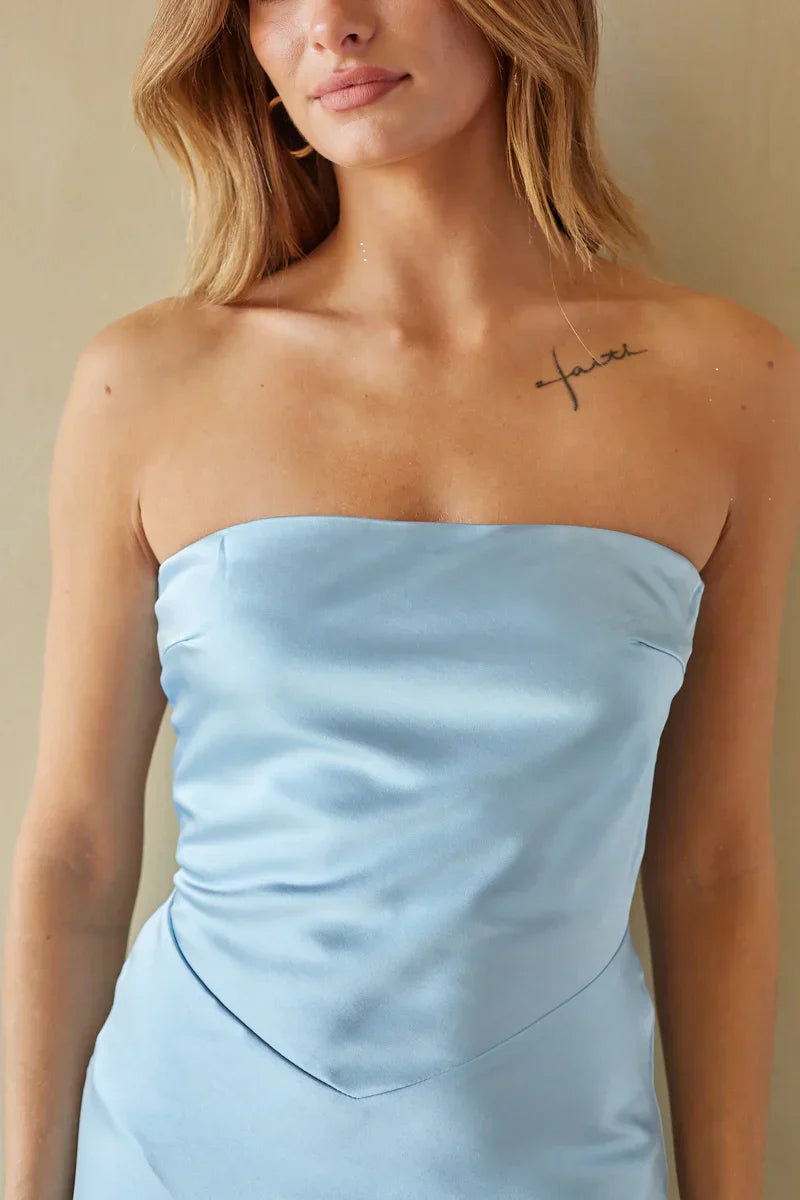 Romina Strapless Satin Maxi Dress