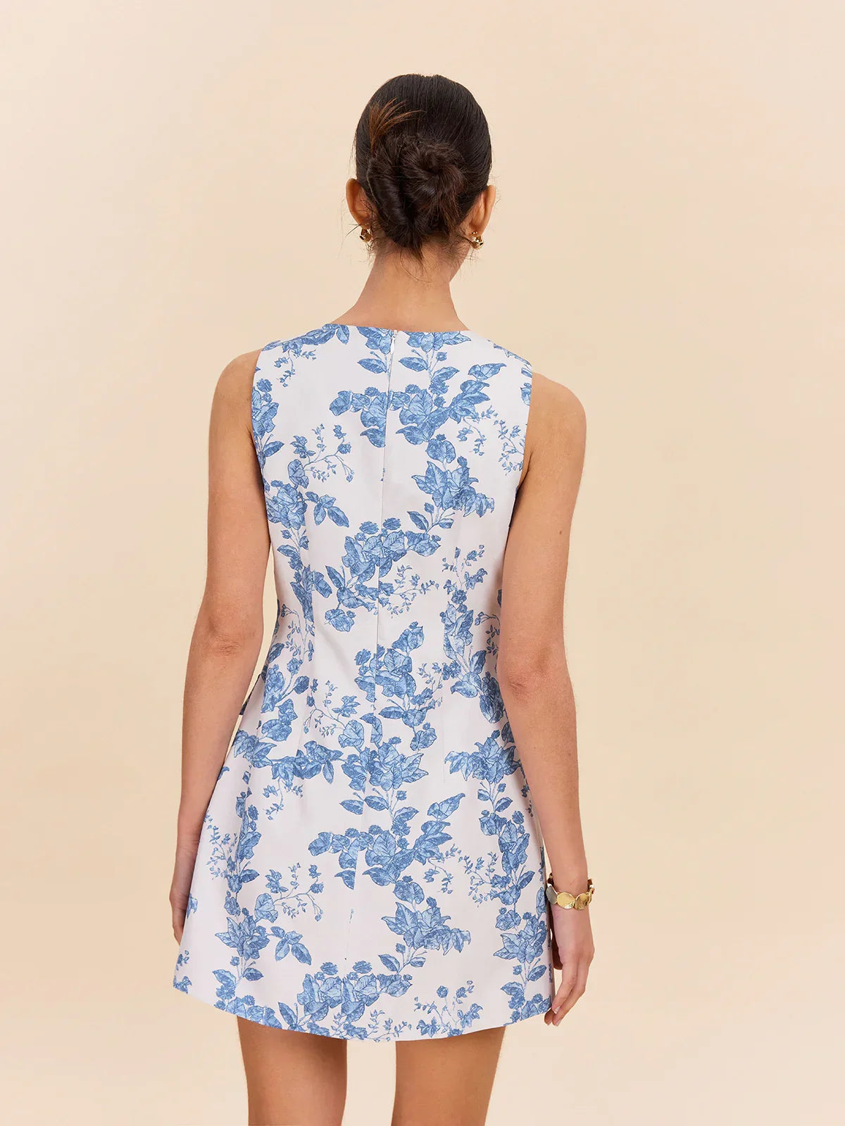 Floral Print Decor Pocket Dress