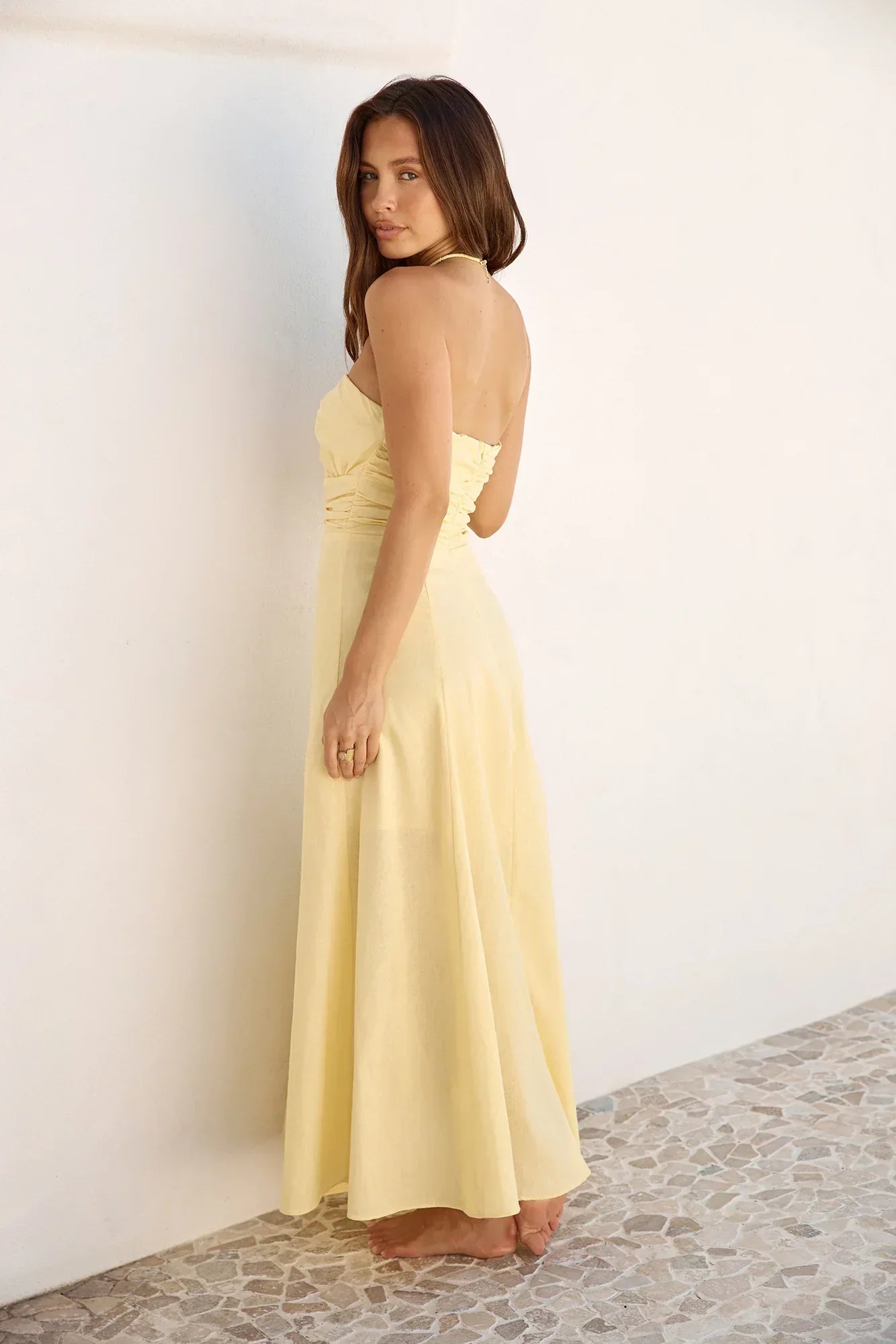 Sunshine Bliss Strapless Maxi Dress Yellow