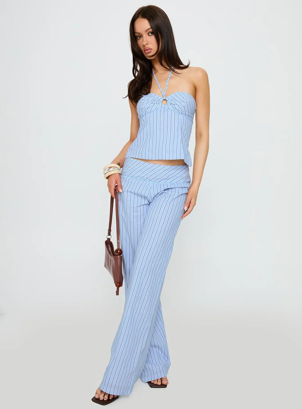 Sofea Halter Top Blue Stripe