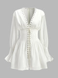 Lace-Up Front Semi-Sheer Dress